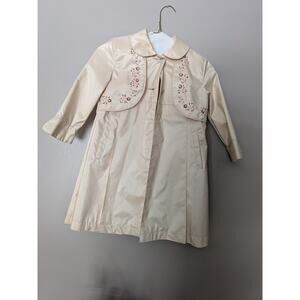 Vintage Rothschild Long Dress Coat Rain Coat Holiday Flower Embroidery Size 4